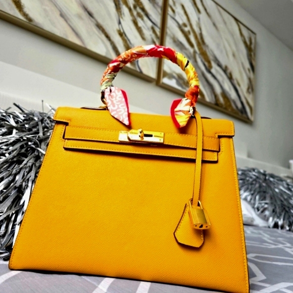 COPY - Stunning 100% leather quality not designer like,  Kelly bag brown 28. - Picture 2 of 13